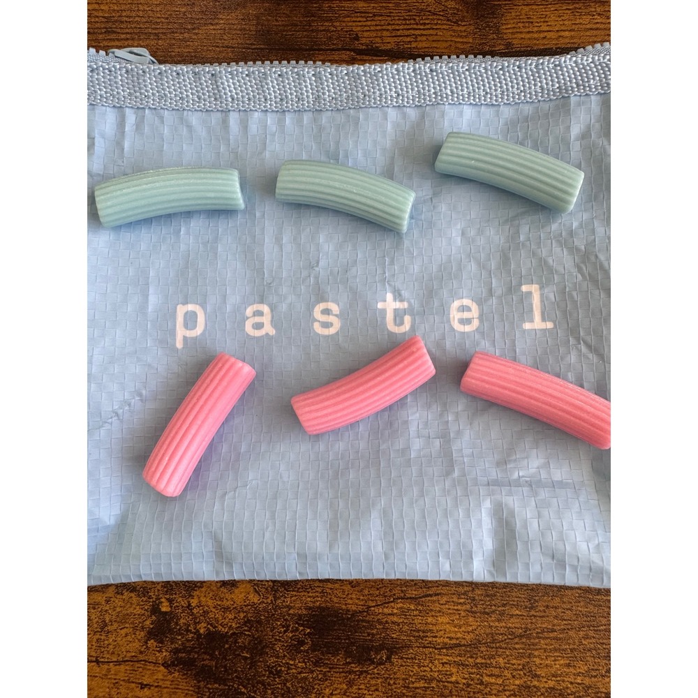Cj Hendry Pastel Beads Pink Blue Textured Tube Collectible Art Pieces Set of 6